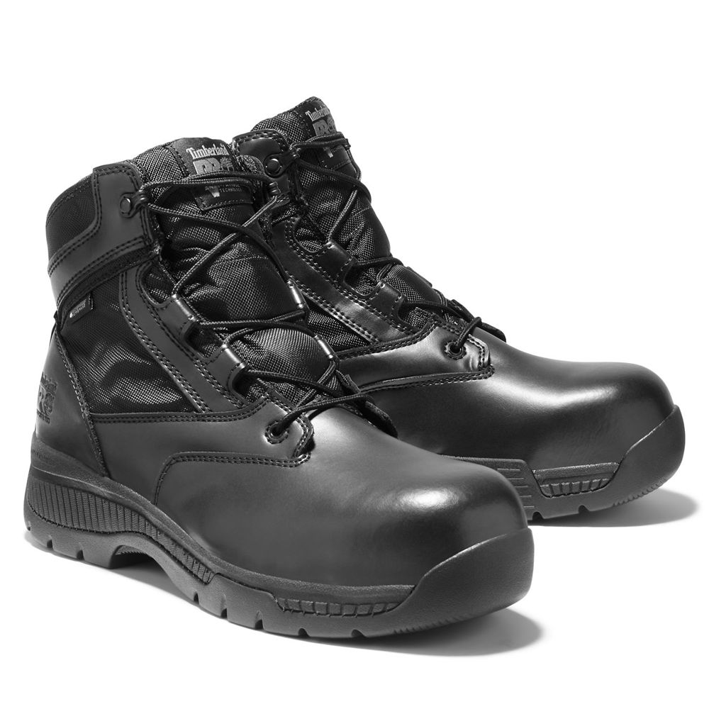 Botas Masculino - Timberland Pro Valor™ Duty 6\" Side-Zip Comp Toe - QOYNE7932 - Pretas